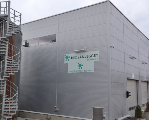 Mjøsanlegget biogass skilt og logo